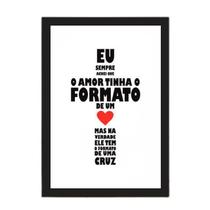 Quadro Amor Formato De Cruz 45X34Cm Moldura Preta