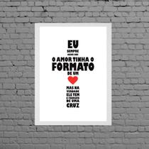 Quadro Amor Formato De Cruz 45X34Cm Moldura Preta