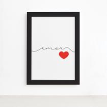Quadro Amor Palavra Coração Moldura Preta 22x32cm