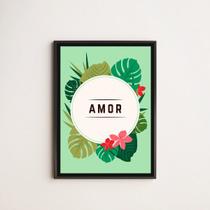 Quadro Amor Tropical 33x24cm - com vidro