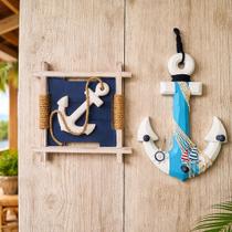 Quadro Âncora Decoração Parede Casa Praia Náutica Kit 2pçs Quadro Âncora Decoração Parede Casa Praia Náutica Kit 2pçs