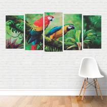 Quadro Animais: Aves Pássaros Arara Papagaio Árvore Floresta