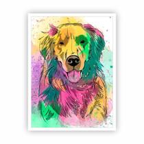 Quadro Animais Cachorro Dog Golden Retriever Com Moldura