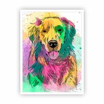 Quadro Animais Cachorro Dog Golden Retriever com Moldura Quadro Animais Cachorro Dog Golden Retriever com Moldura