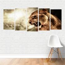 Quadro Animais Leoa Felino Selvagem Rugido Lioness em Canvas