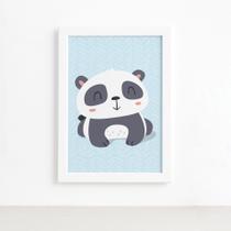 Quadro Animais Panda Deitado Moldura Branca 22x32cm