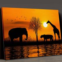 Quadro animais por do sol