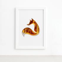 Quadro Animais Raposa Moldura Branca 22x32cm Quadro Animais Raposa Moldura Branca 22x32cm