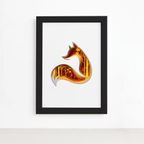 Quadro Animais Raposa Moldura Preta 22x32cm Quadro Animais Raposa Moldura Preta 22x32cm