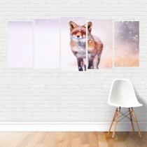 Quadro Animais Raposa Vermelha Neve Fox Selvagem Canvas