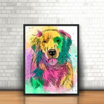 Quadro Animal Cachorro Cão Golden Retriever Colorido 30x40cm Quadro Animal Cachorro Cão Golden Retriever Colorido 30x40cm