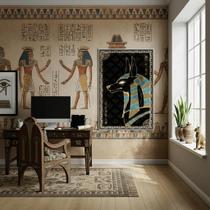 Quadro Anúbis Deus Egípcio Da Mumificação - 70X50Cm