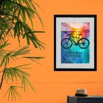 Quadro Aquarela Bike Frase - 60X48Cm