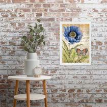 Quadro Aquarela Borboleta e Flor 33x24cm - com vidro