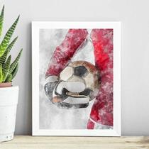 Quadro Aquarela Futebol - Goleiro 24X18Cm - Com Vidro