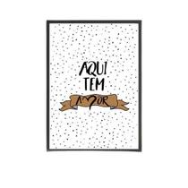 Quadro Aqui Tem Amor- Marrom 45X34Cm Moldura Preta