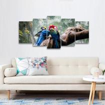 Quadro Araras Aves Artístico Natureza Mosaico 5 Peças Quadro Araras Aves Artístico Natureza Mosaico 5 Peças