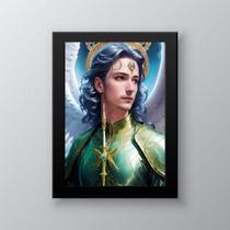 Quadro Arcanjo Rafael 24x18cm - Moldura Preta Quadro Arcanjo Rafael 24x18cm - Moldura Preta