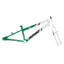 Quadro Aro 20 Ultra Bikes em Aço Carbono Bicolor com Garfo Rebaixado Verde - Branco