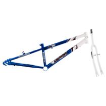 Quadro Aro 24 Ultra Bikes em Aço Carbono Bicolor com Garfo Rebaixado Azul - Branco
