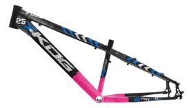 Quadro Aro 26 Freeride Kog Full X25 Freio Disco Tipo Viking Preto com Rosa e Azul