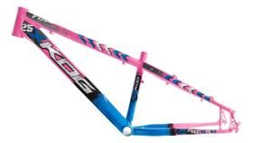Quadro Aro 26 Freeride Kog Full X25 Freio Disco Tipo Viking Rosa com Azul