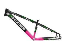 Quadro aro 26 kog freeride para grau tipo viking gios preto com rosa e verde Quadro aro 26 kog freeride para grau tipo viking gios preto com rosa e verde