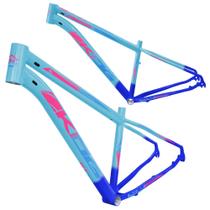 Quadro Aro 29 Kog para Bicicleta em Alumínio Leveza, Durabilidade e Performance Azul cobalto degrade azul claro com Rosa e Azul