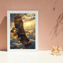Quadro Arquétipo Águia Com Chave De Ouro 33x24cm - com vidro Quadro Arquétipo Águia Com Chave De Ouro 33x24cm - com vidro
