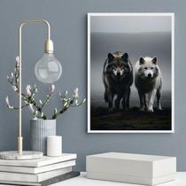 Quadro Arquétipo Casal De Lobos 33X24Cm - Com Vidro