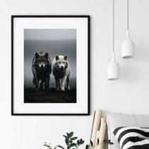 Quadro Arquétipo Casal De Lobos - 60x48 Cm 45x34cm