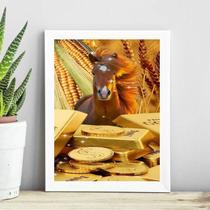 Quadro Arquétipo Cavalo Barras De Ouro 24X18Cm - Com Vidro