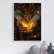 Quadro Arquétipo Chave Mágica Iluminada 33x24cm - com vidro