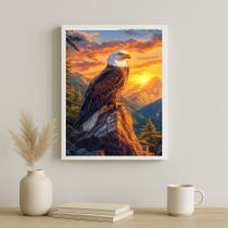 Quadro Arquétipo da Águia - Por do Sol 45x34cm Cor:Moldura branca