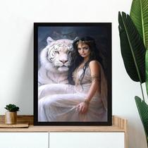 Quadro Arquétipo Do Tigre Branco 33X24Cm - Com Vidro