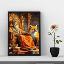 Quadro Arquétipo Imperador Com Raposa 24x18cm Quadro Arquétipo Imperador Com Raposa 24x18cm
