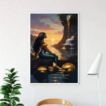 Quadro Arquétipo Sereia Negra 33X24Cm - Com Vidro