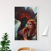 Quadro Arquétipo Sereia Ruiva 24X18Cm - Com Vidro