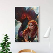 Quadro Arquétipo Sereia Ruiva 24x18cm - com vidro