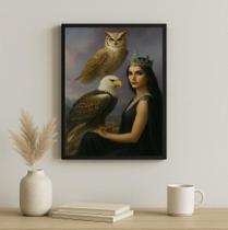 Quadro Arquétipos De Poder - Soberana Águia E Coruja 45X34Cm - Com Vidro