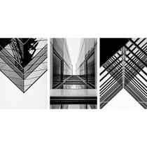 Quadro Arranha_Céus em Preto e Branco Kit de 3 Telas