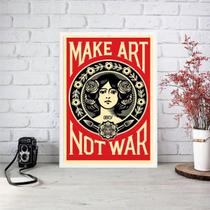 Quadro Art Nouveau Make Art Not War 24X18Cm Preta