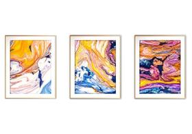 Quadro arte 30x66 canvas formas abstratas mod 147