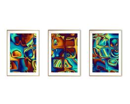 Quadro arte 45x96 canvas formas abstratas mod 118