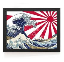 Quadro Arte A Grande Onda De Kanagawa Com Bandeira Do Japão