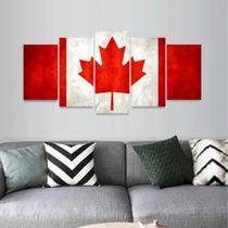 Quadro Arte Bandeira Canadá Mosaico 5 Peças