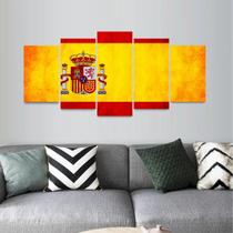 Quadro Arte Bandeira Da Espanha Mosaico 5 Peças