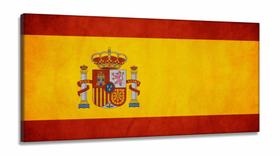 Quadro Arte Bandeira Da Espanha Mosaico em Tecido Canvas