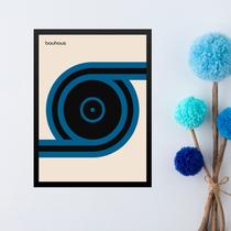 Quadro Arte Bauhaus Azul - Disk Roll 45x34cm - com vidro
