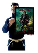 Quadro Arte Bjj Gorila Samurai Faixa Preta Jiu Jitsu Animal